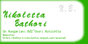 nikoletta bathori business card